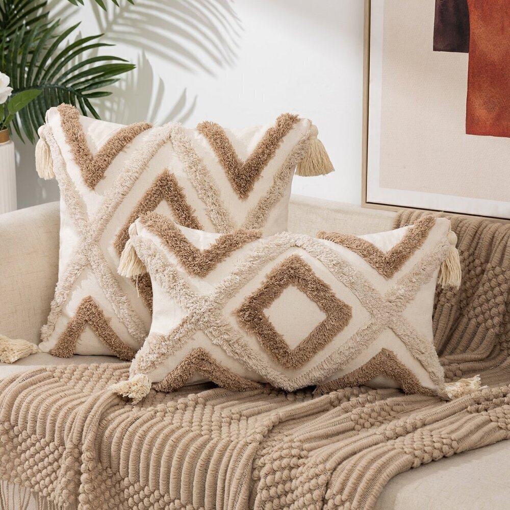 Multicolor Creative Soft Plush Tassel Throw Pillow Cover